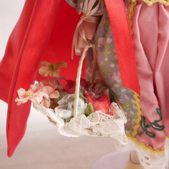 Vintage Little Red Riding Hood Doll With Basket & Floral Dress 12-Inch - Picture 4 of 7